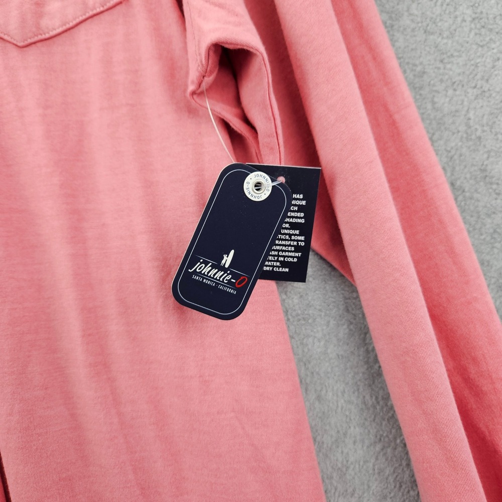 JOHNNIE-O | Mens Med Pink Long Sleeve Cotton Modal Pocket T-Shirt Surfer Logo - Picture 4 of 15